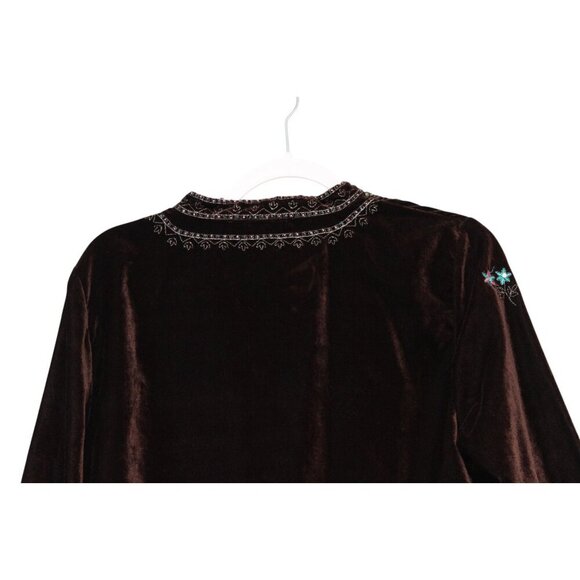 Vintage Velvet Blouse Size Medium Beaded Sequin Embroidered Artsy Hippie Boho - Picture 10 of 11